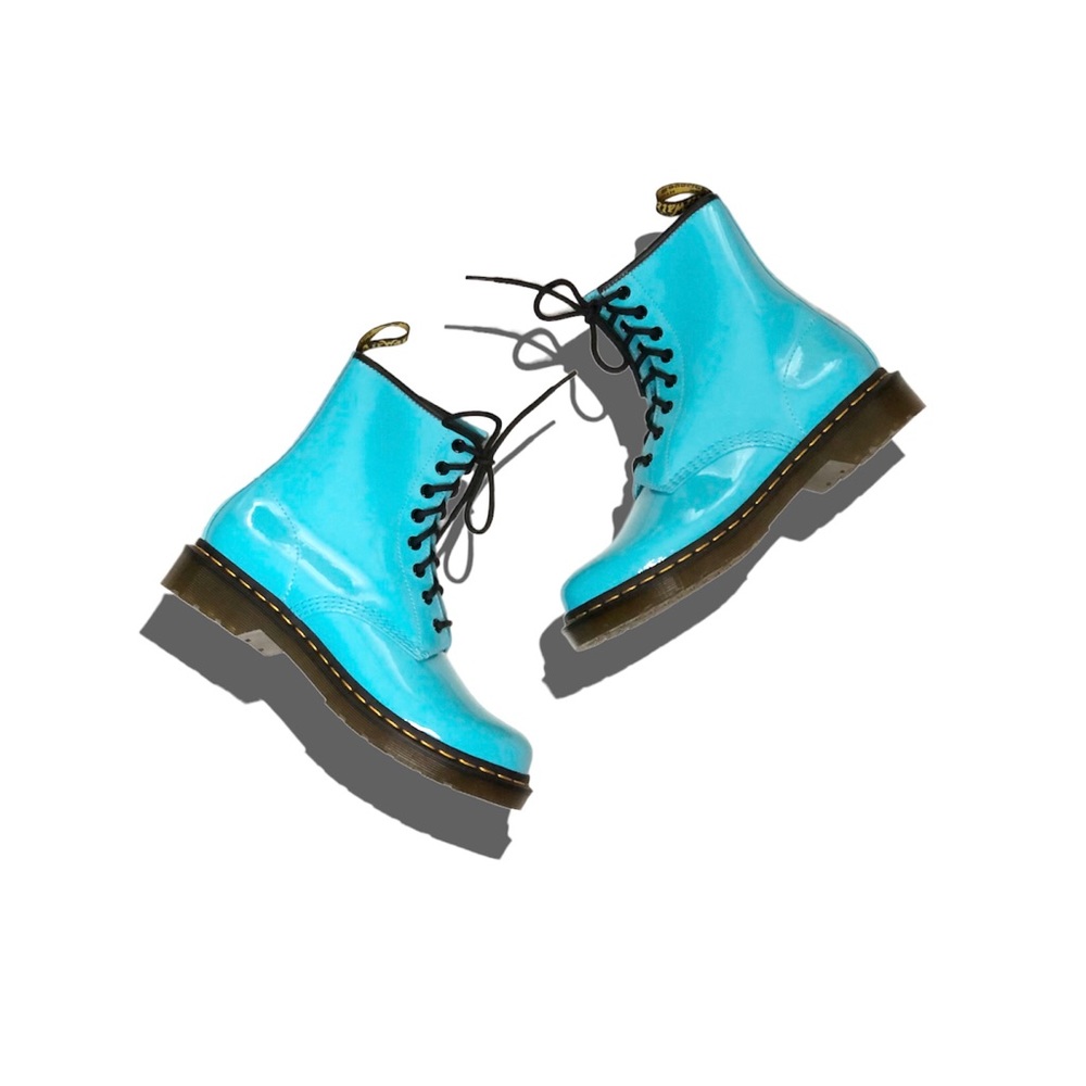Free People x Dr. Martens 1460 Pascal Patent Leather Boots Turquoise $140 - Picture 1 of 16